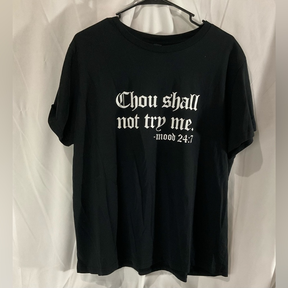 SHEIN Womens Black Graphic Thou Shall Not Try Me T-Shirt Size 2XL